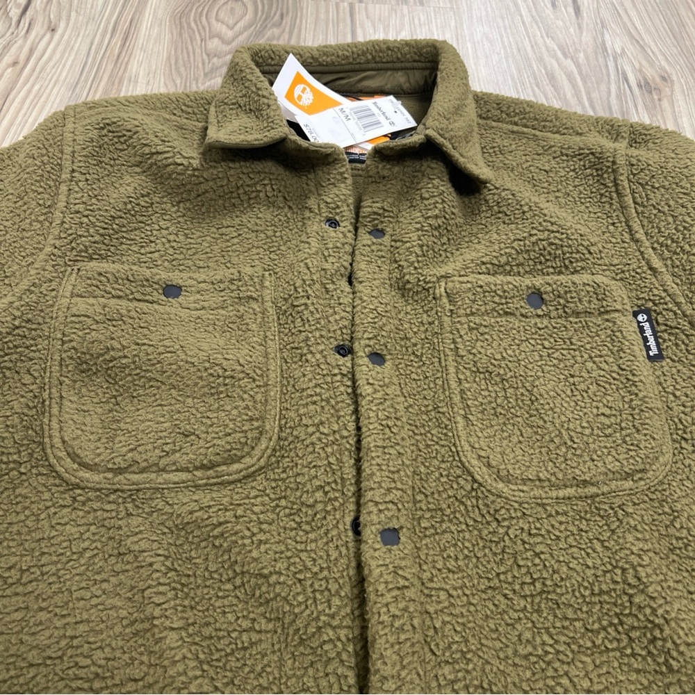 Timberland Oversized Sherpa Snap Button Shirt Jacket Chore Work Men’s Medium NWT - Picture 4 of 6